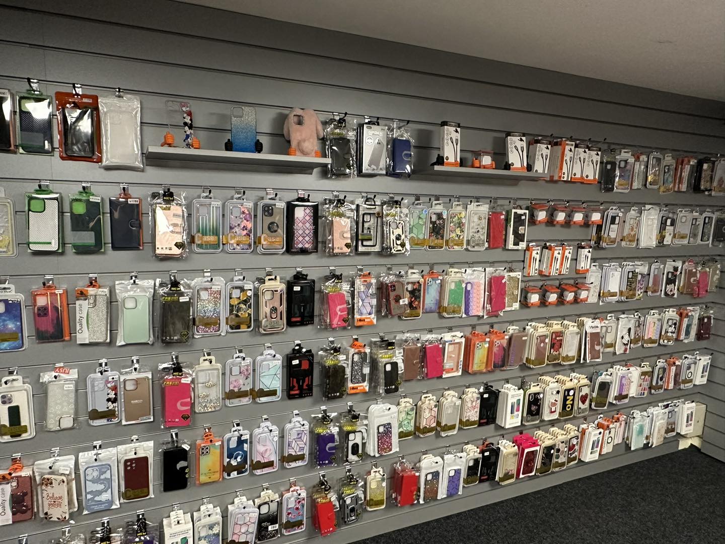 Phone cases and accessories on display